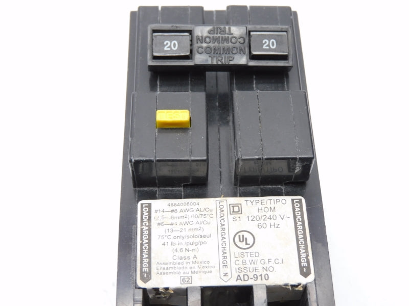 SQUARE D HOM220GFI 120/240V 20A UNMP