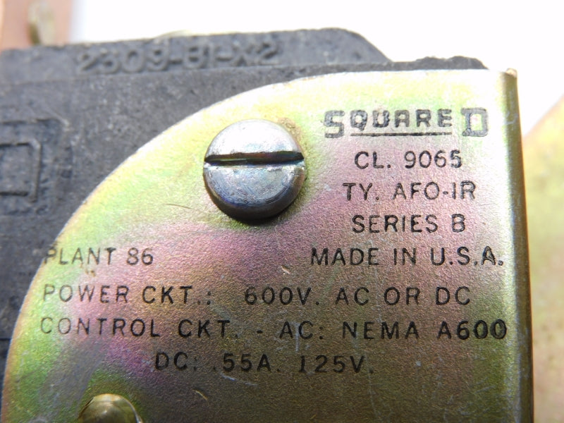 SQUARE D 9065AFOIR SER. B 600VAC .55A UNMP