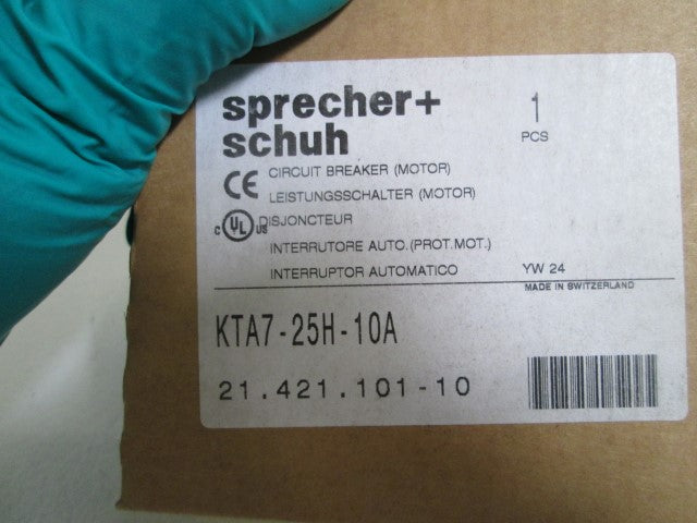 SPRECHER+SCHUH CIRCUIT BREAKER KTA7-25H-10A *NEW IN BOX*
