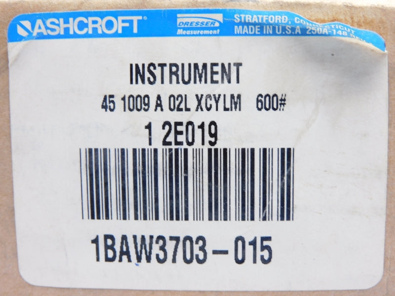 ASHCROFT 451009A02LXCYL600# 600PSI NSMP