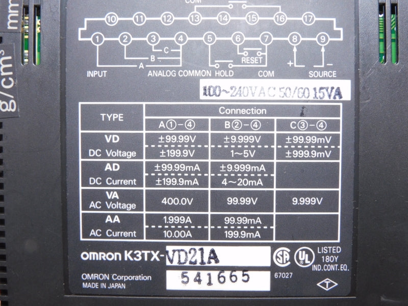 OMRON K3TX-VD21A 100-240VAC UNMP