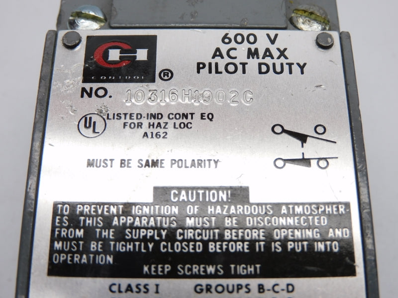 CUTLER HAMMER 10316H1002C 600V UNMP
