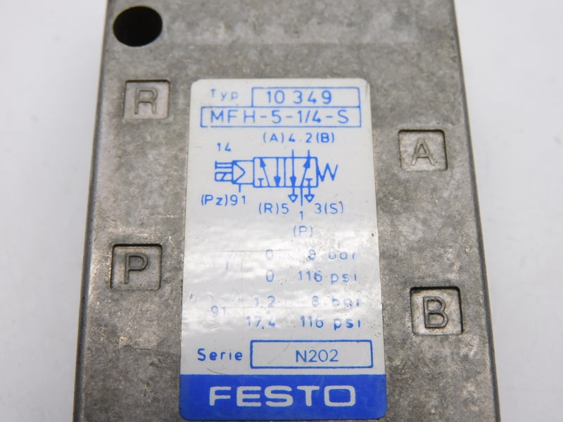 FESTO MFH-5-1/4-S 10349 SER. N202 116PSI UNMP