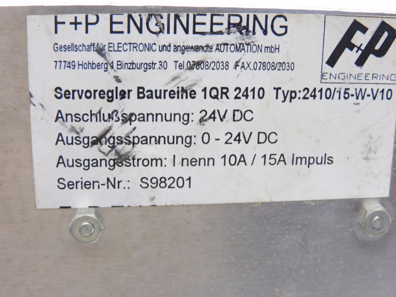 F+P ENGINEERING 1QR2410 2410/15-W-V10 24VDC 15A UNMP