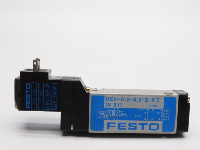 FESTO MEH-5/2-4,0-S-VI 18911 SER. F702 20,4-26,4VDC -13-145PSI NSMP