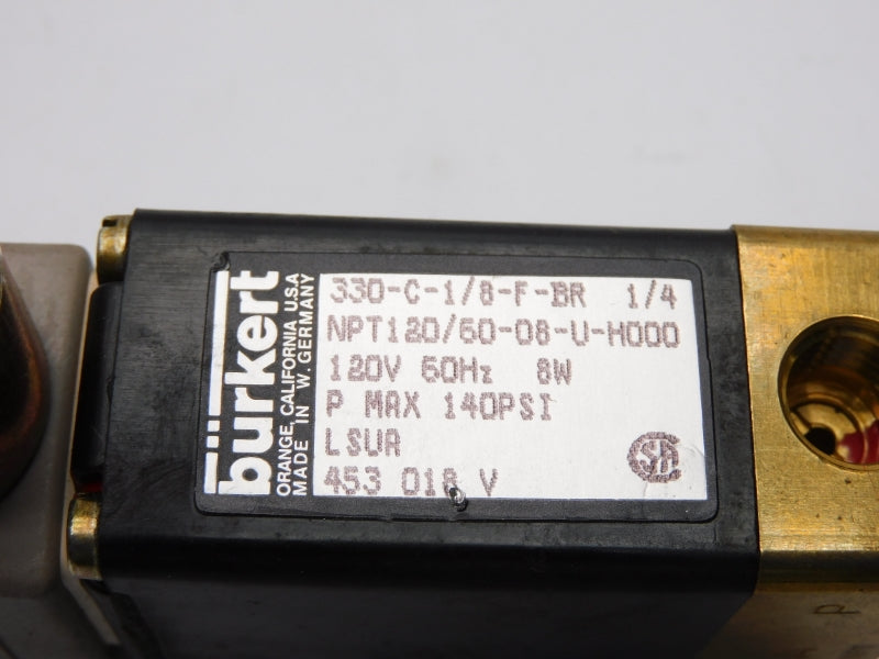BURKERT 330-C-1/8-F-BR-1/4 120V 140PSI 1/4" NSNP