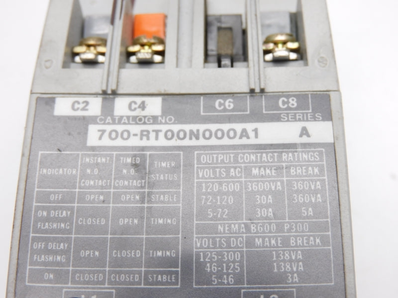 ALLEN BRADLEY 700-RT00N000A1 SER. A 120-600VAC 30A .2-8SEC UNMP