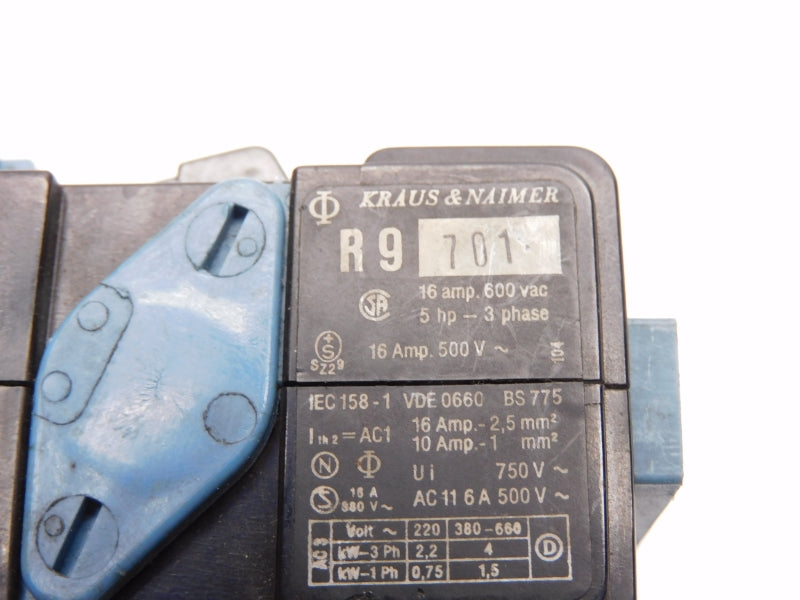KRAUS&NAIMER R9701 380-660V 16A UNMP