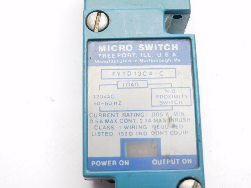 MICRO SWITCH FYTD13C4-C 120VAC 2.7A (AS PICTURED) UNMP