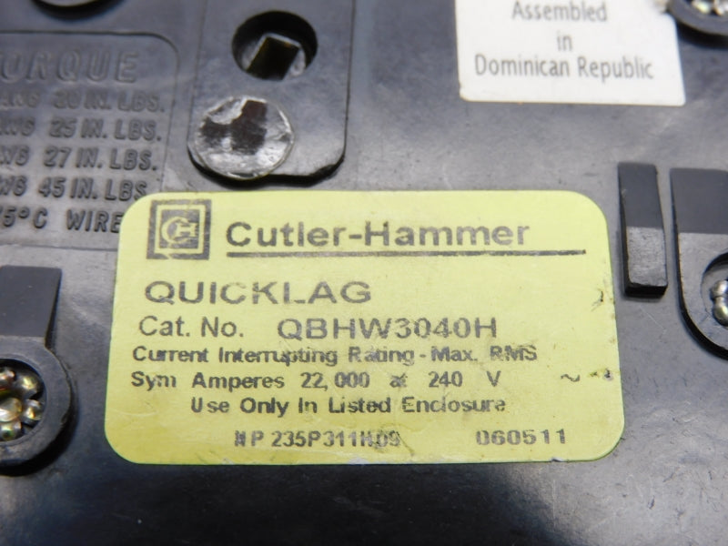 CUTLER HAMMER QBHW3040H 240V 40A UNMP