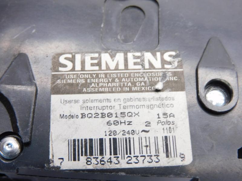 SIEMENS BQ2B015QX 120/240V 15A NSNP