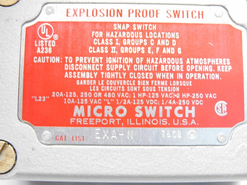MICRO SWITCH EXA-N 480VAC 20A (GREY) NSMP