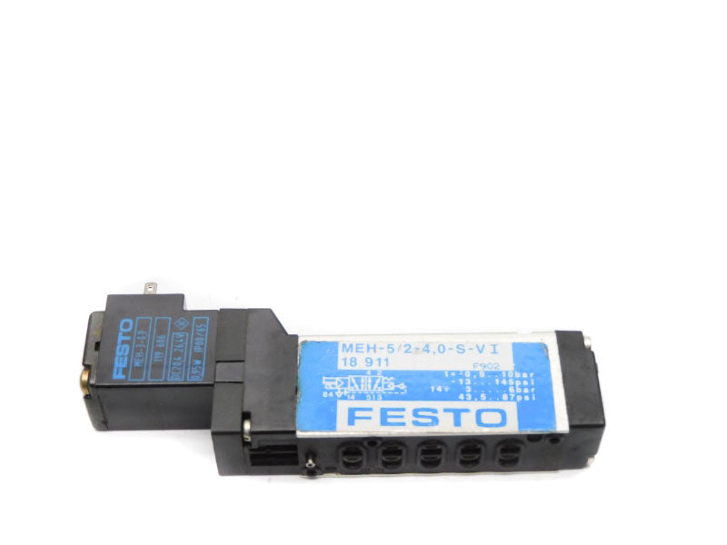 FESTO MEH-5/2-4,0-S-VI 18911 SER. F902 20,4-26,4VDC -13-145PSI UNMP