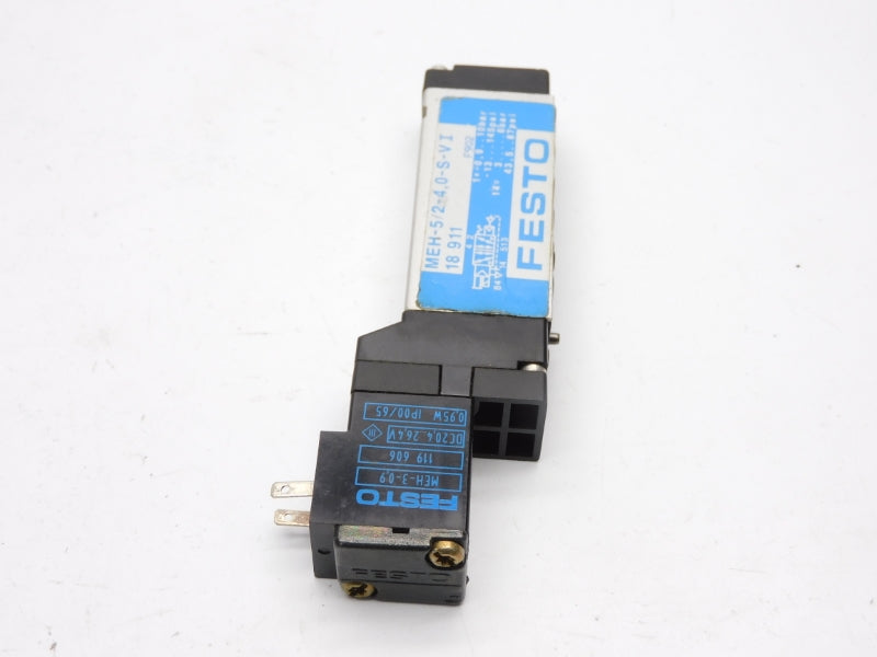 FESTO MEH-5/2-4,0-S-VI 18911 SER. F902 20,4-26,4VDC -13-145PSI UNMP