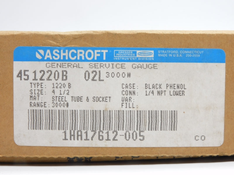 ASHCROFT 451220B02L-3000# 3000PSI NSMP