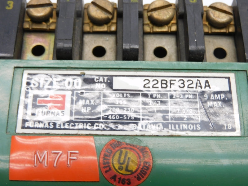 FURNAS ELECTRIC 22BF32AA 110-120V 9A (AS IS) UNMP