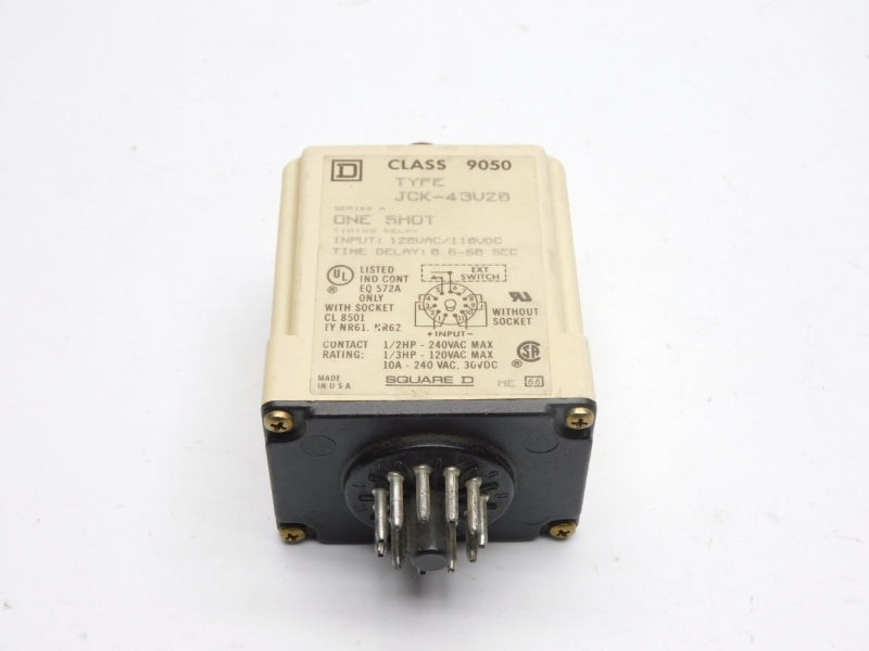 SQUARE D 9050JCK43V20 SER. A 120VAC/110VDC 10A 0.5-50S UNMP