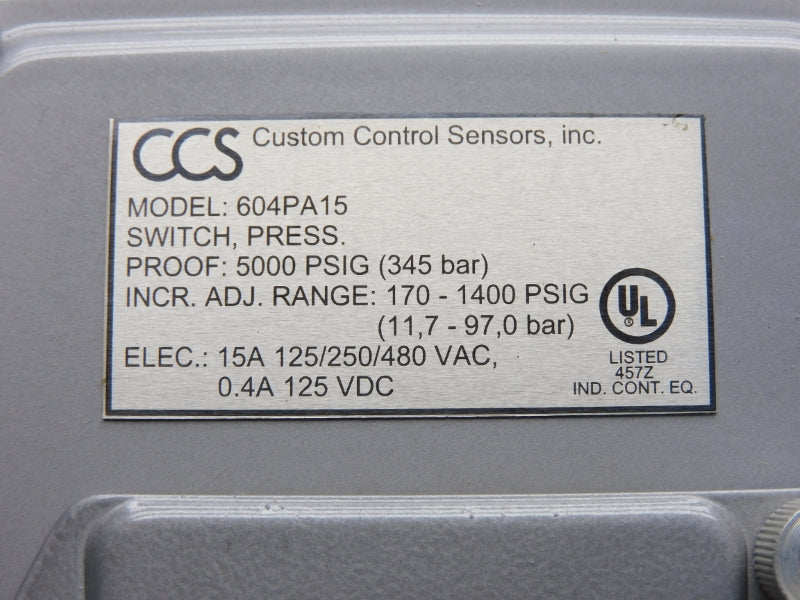 CCS 604PA15 5000PSI 480VAC 15A NSMP
