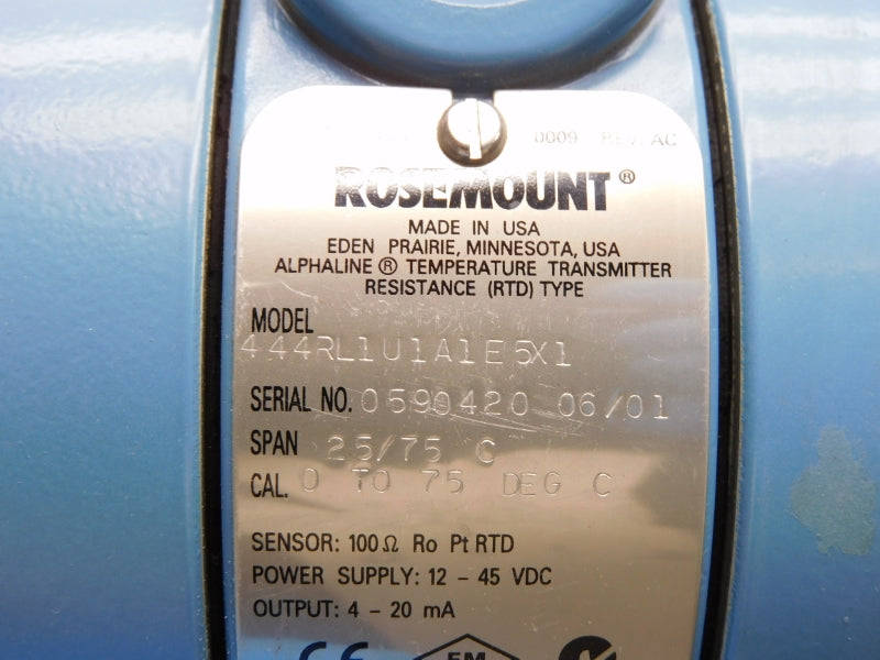 ROSEMOUNT 444RL1U1A1E5X1 12-45VDC 0-75'C UNMP