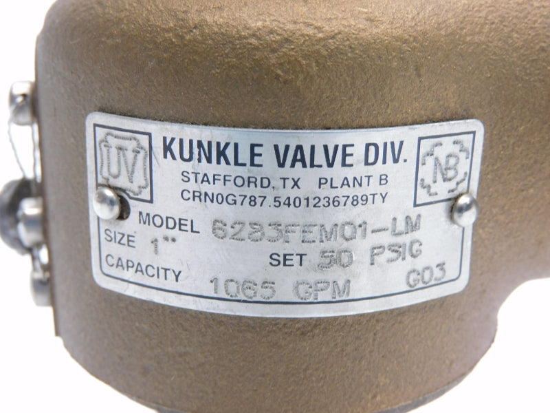 KUNKLE VALVE 6283FEM01-LM 50PSI 1" NSNP