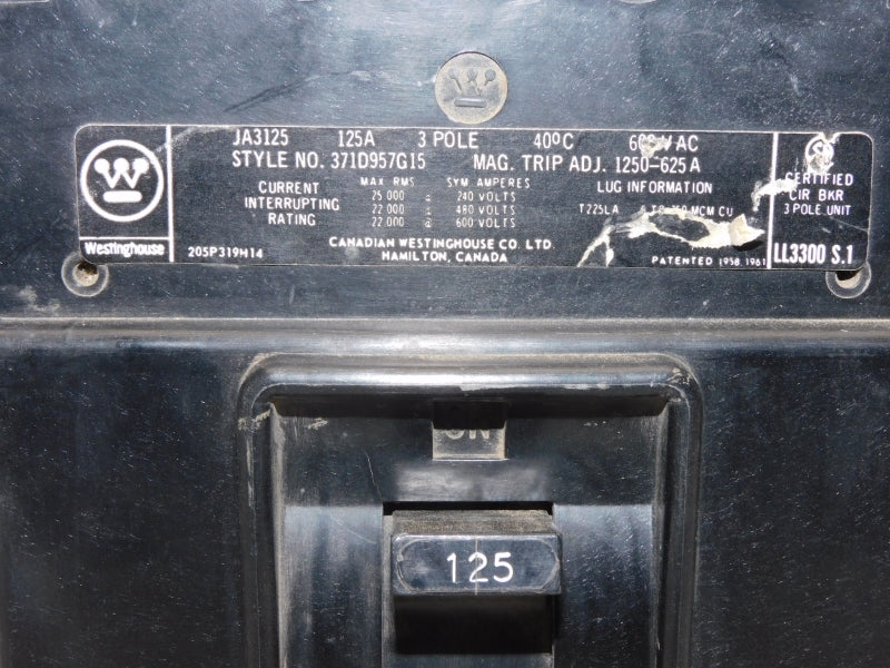 WESTINGHOUSE JA315 600VAC 125A NSNP