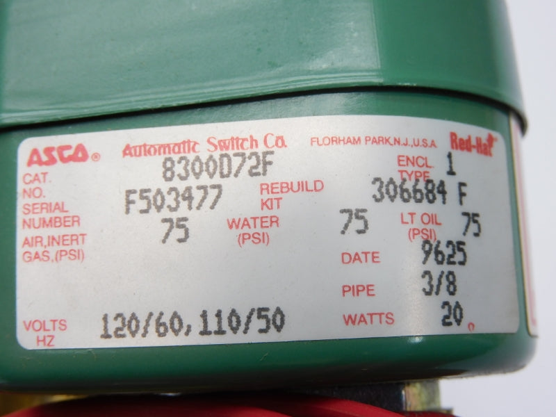 ASCO 8300D72F 110/120V 75PSI 3/8" NSMP