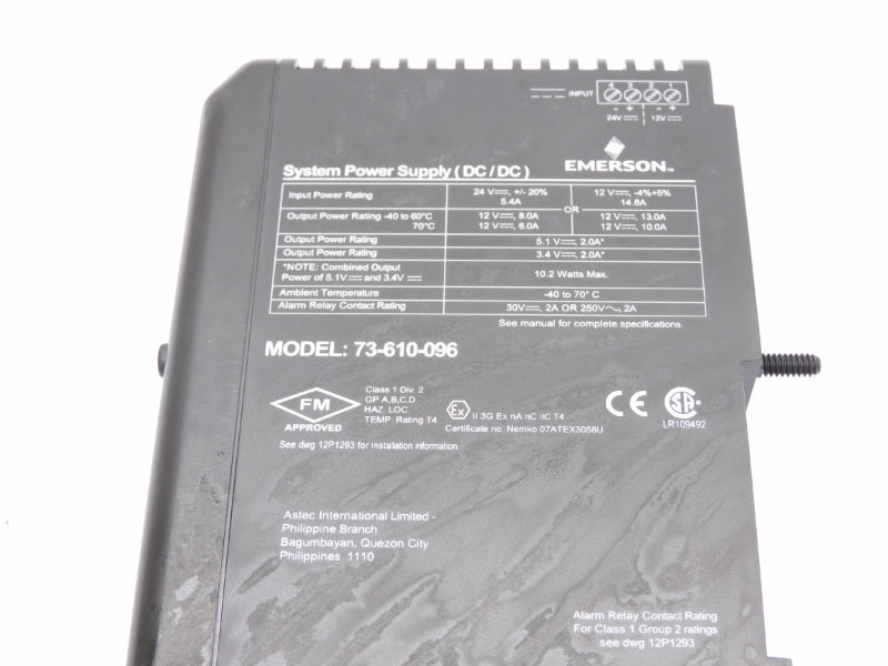 DELTAV KJ1501X1-BC3 12P3935X022 73-610-096 24V 14.8A NSMP