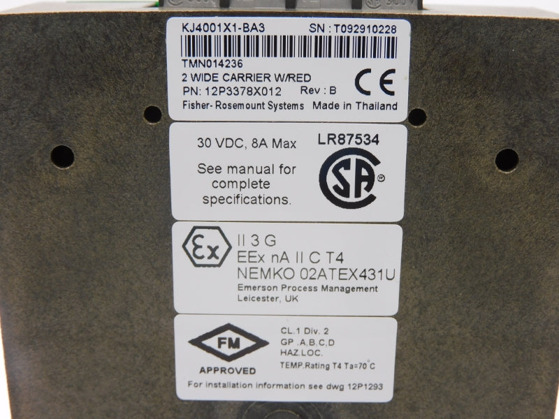 DELTAV 12P3378X012 KJ4001X1-BA3 30VDC 8A NSMP