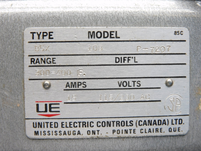 UNITED ELECTRIC B5X-108 115/230VAC 15A 300-400'F NSNP