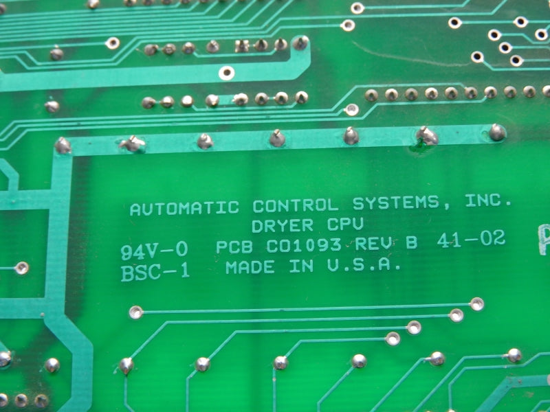 AUTOMATIC CONTROL SYSTEMS CO7033 REV. B UNMP