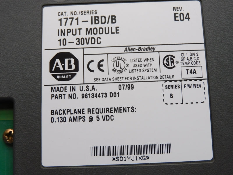 ALLEN BRADLEY 1771-IBD SER. B 10-30VDC 0.130A UNMP