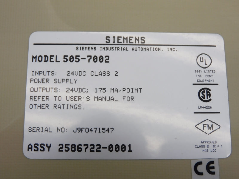 SIEMENS 505-7002 24VDC NSMP