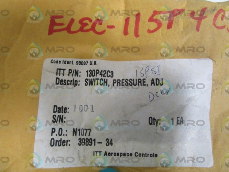 ITT PRESSURE SWITCH 130P42C3 *NEW NO BOX*