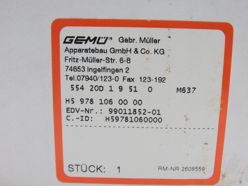GEMU 55420D19510M637 99011852-01 4,8-7,0BAR 3/4" NSMP