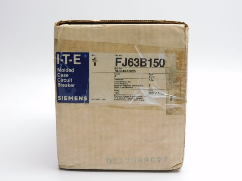 SIEMENS FJ63B150 600VAC 150A (AS PICTURED) NSMP