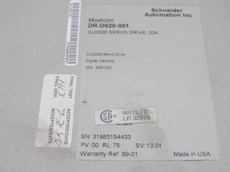 SCHNEIEDER MODICON DR-D020-001 325VDC 20A UNMP
