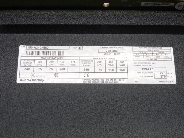 ALLEN BRADLEY 150-A240NBD SER. B 208-480V 10A (BR/WH) NSMP