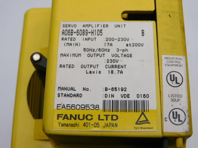 FANUC A06B-6089-H105 200-230V 18.7A (NO COVER) UNMP