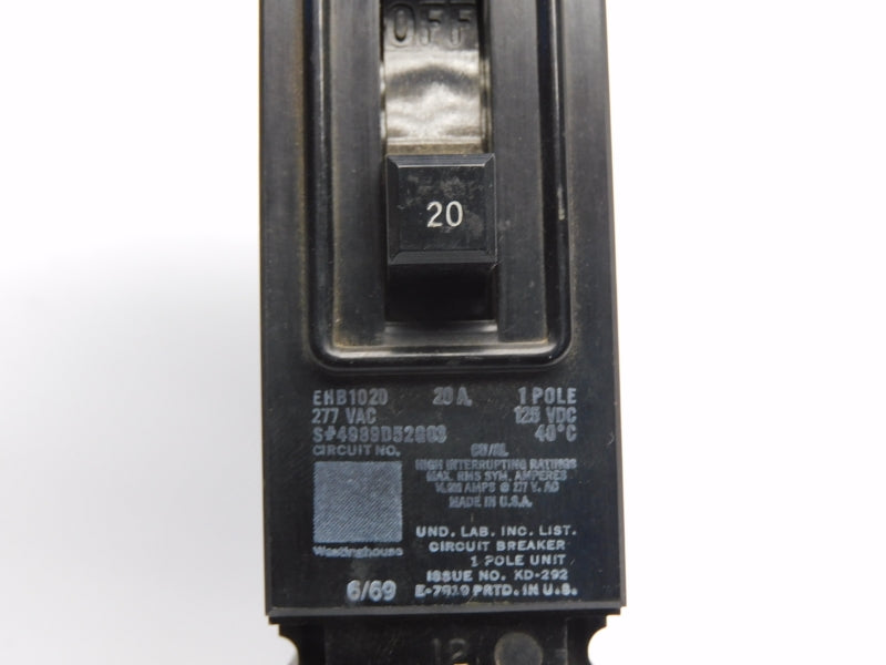 WESTINGHOUSE EHB1020 277VAC 20A UNMP