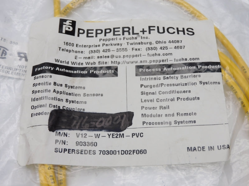 PEPPERL+FUCHS V12-W-YE2M-PVC 903360 300V 3A NSMP