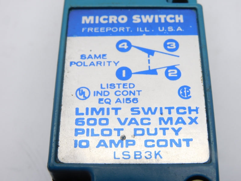MICRO SWITCH LSB3K 600VAC 10A UNMP