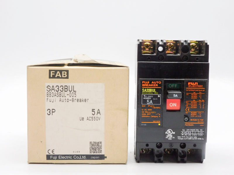FUJI ELECTRIC BB3ASBUL-005 SA33BUL 550VAC 5A NSMP