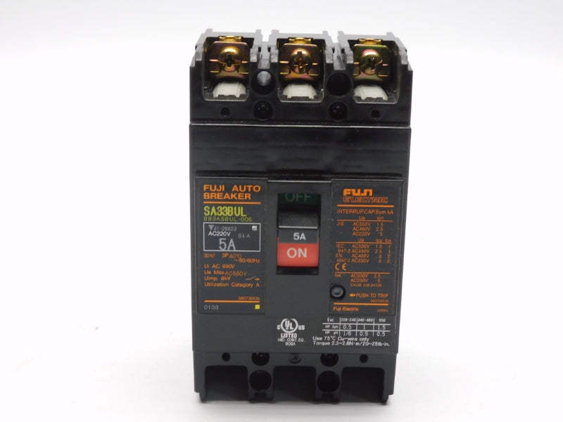 FUJI ELECTRIC BB3ASBUL-005 SA33BUL 550VAC 5A NSMP