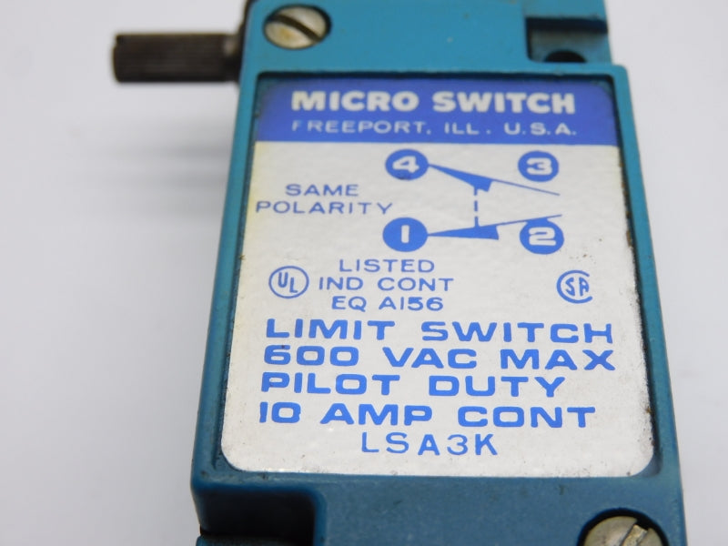 MICRO SWITCH LSA3K 600VAC 10A UNMP