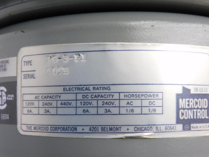 MERCOID CONTROL PG-3-P1 440V 6A 15PSI (AS PICTURED) NSMP