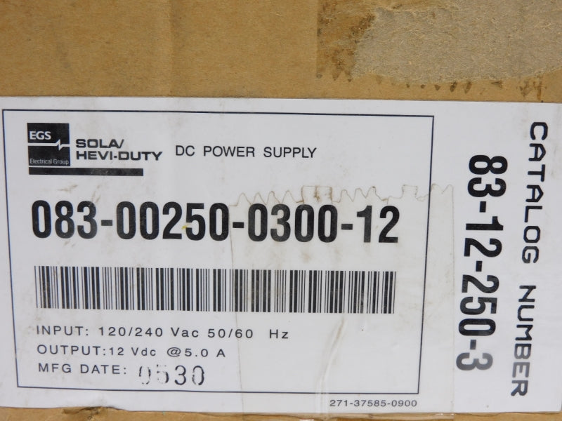 SOLA 083-00250-0300-12 83-12-250-3 120/240VAC 5.0A NSMP