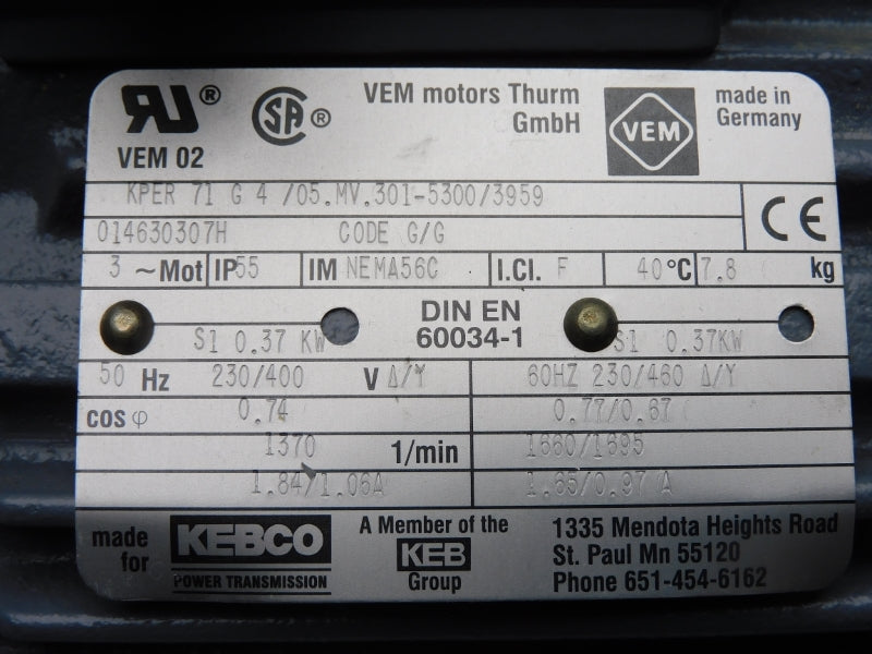 DORNER 32M005HL423EN 230/460V 1.84/1.06A NSNP