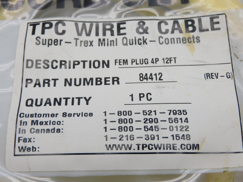 TPC WIRE&CABLE 84412 12' NSMP