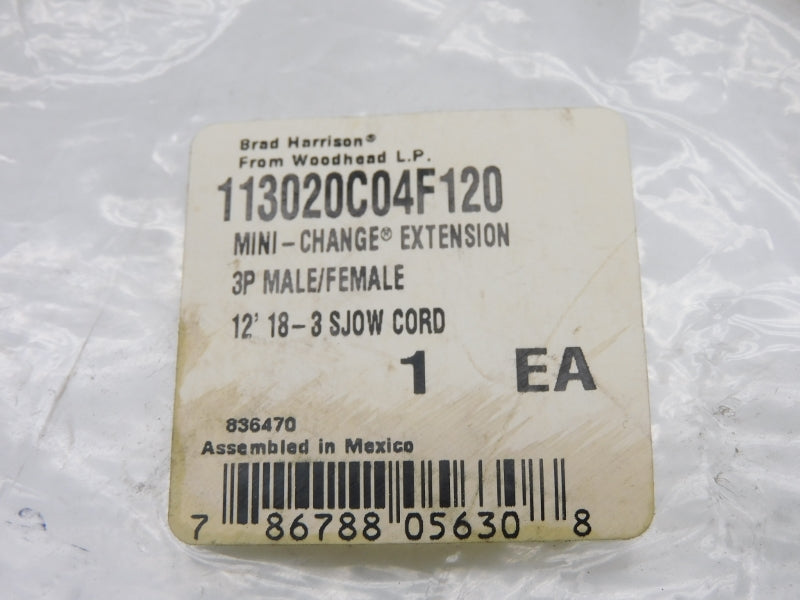 DANIEL WOODHEAD 113020C04F120 300V 10A 12' NSMP