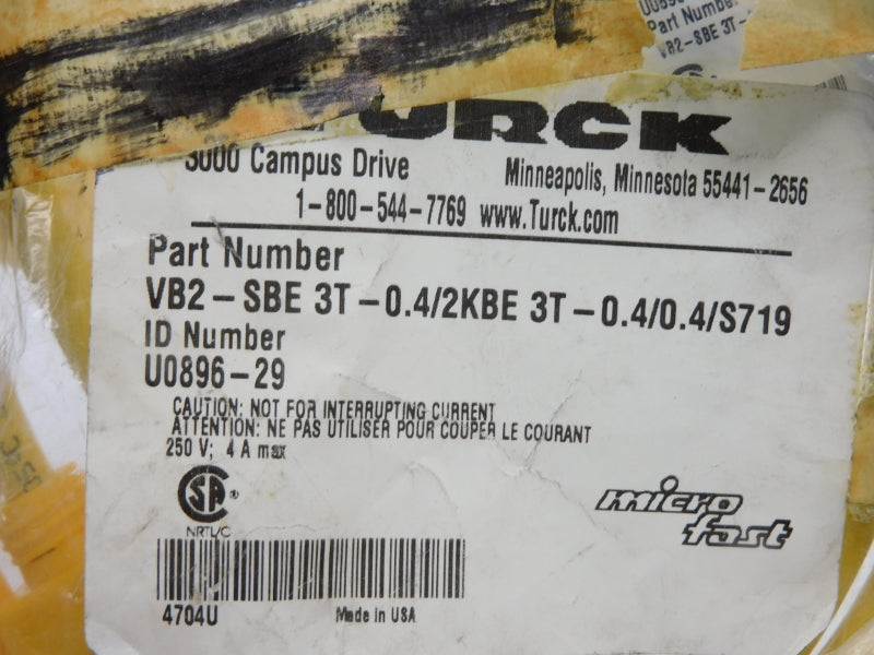 TURCK VB2-SBE3T-0.4/2KBE3T-0.4/0.4/S719 U0896-29 250V 4A NSMP